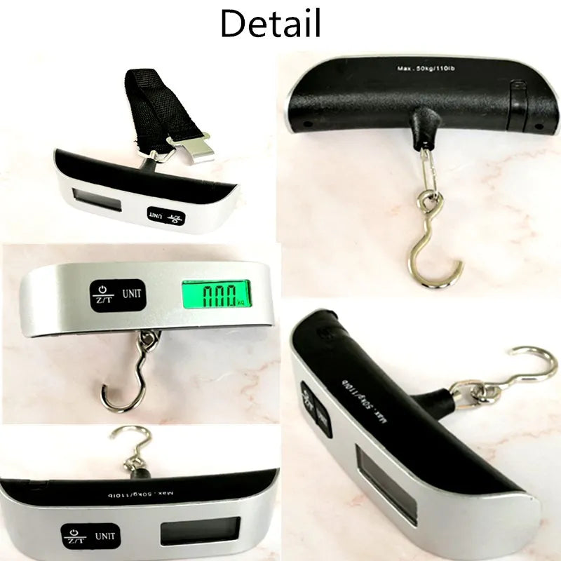 50kg Portable Hanging Scale Electronic Hand Luggage Scale Digital Display Suitcase 110lb Travel Baggage Bag Weighing Tools