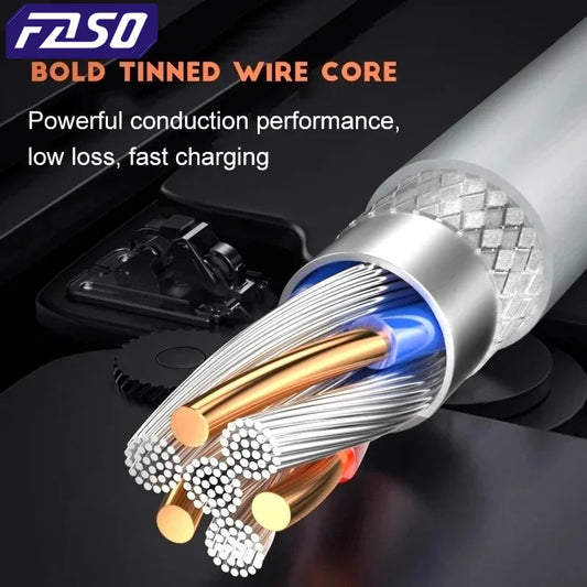 FASO 1-3PCS 10A 100W Type C Super Fast Charging Cable Data Cord For Samsung Huawei Xiaomi Redmi Quick Charing USB C Cables