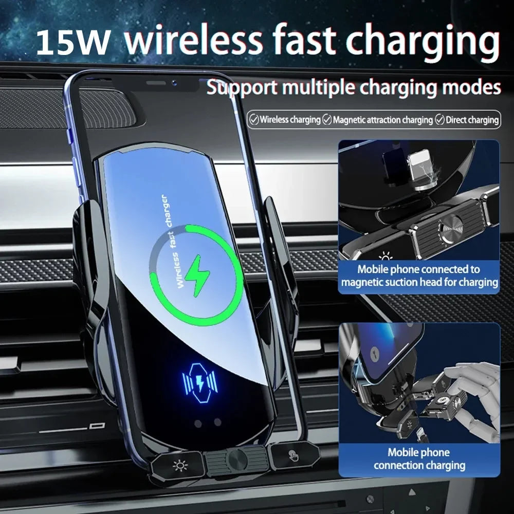 Wireless Charger Car Auto Magnetic Air Vent Phone Holder For iPhone 16 15 14 13 Samsung Xiaomi Induction Fast Charging Station